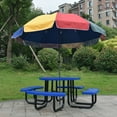 thumbnail image 6 of LiviNest Round Outdoor Picnic Table with Benches: 46" Steel Table & 4 Seats - Integrated Blue Table Set for Backyard BBQ & Family Gatherings - Portable Design with Umbrella Hole, 6 of 6