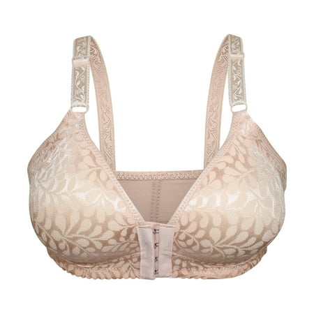 fheaev Front Closure Bras For Women Plus Size Full Coverage Bras No Underwire Front Snap Bras Post Surgery Front Closure Brassiere Sports Bra Wireless Minimizer Bra Everyday Bar