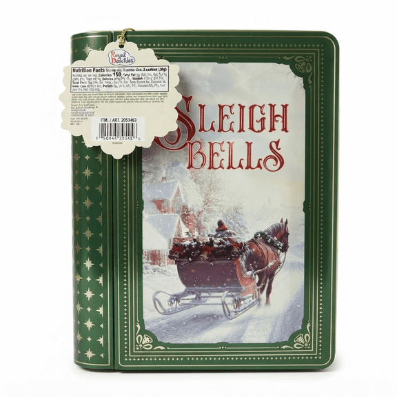 Royal Dutchies Sleigh Bells Decorative Holiday Tin with Biscuits - 24 Servings, 150 Calories