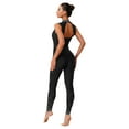 thumbnail image 2 of TiaoBug Women Figure Skating Bodysuit Sleeveless Dance Unitards Gymnastics Athletic Jumpsuit Tumbling Outfits Black M, 2 of 5