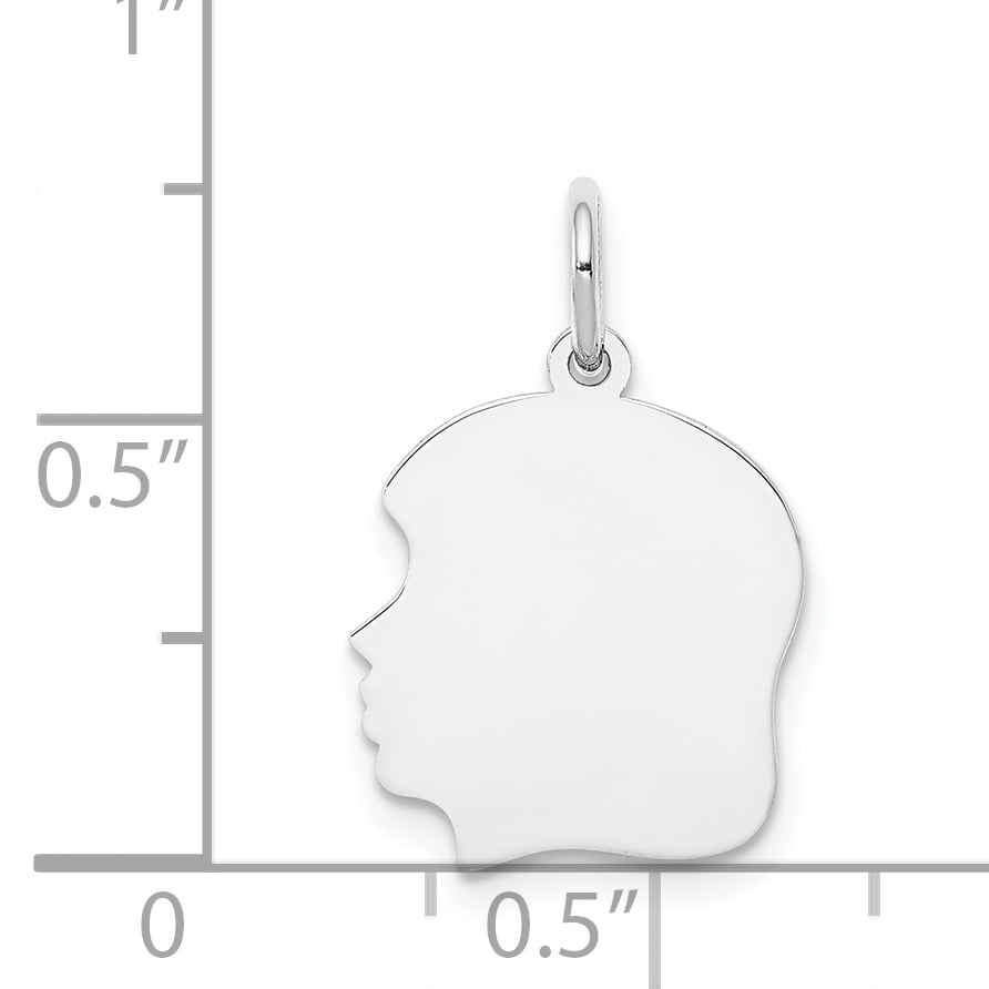 14k White Gold Plain Medium Facing Left Engravable Girl Charm Pendant