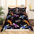 thumbnail image 2 of Erosebridal Watercolor Dragonfly Duvet Cover Queen Pink Orange Blue Black Bedding Set, Kawaii Wildlife Comforter Cover Rainbow Tie Dye Bed Set, Gradient Ombre Animal Bedding Cozy, 2 of 5