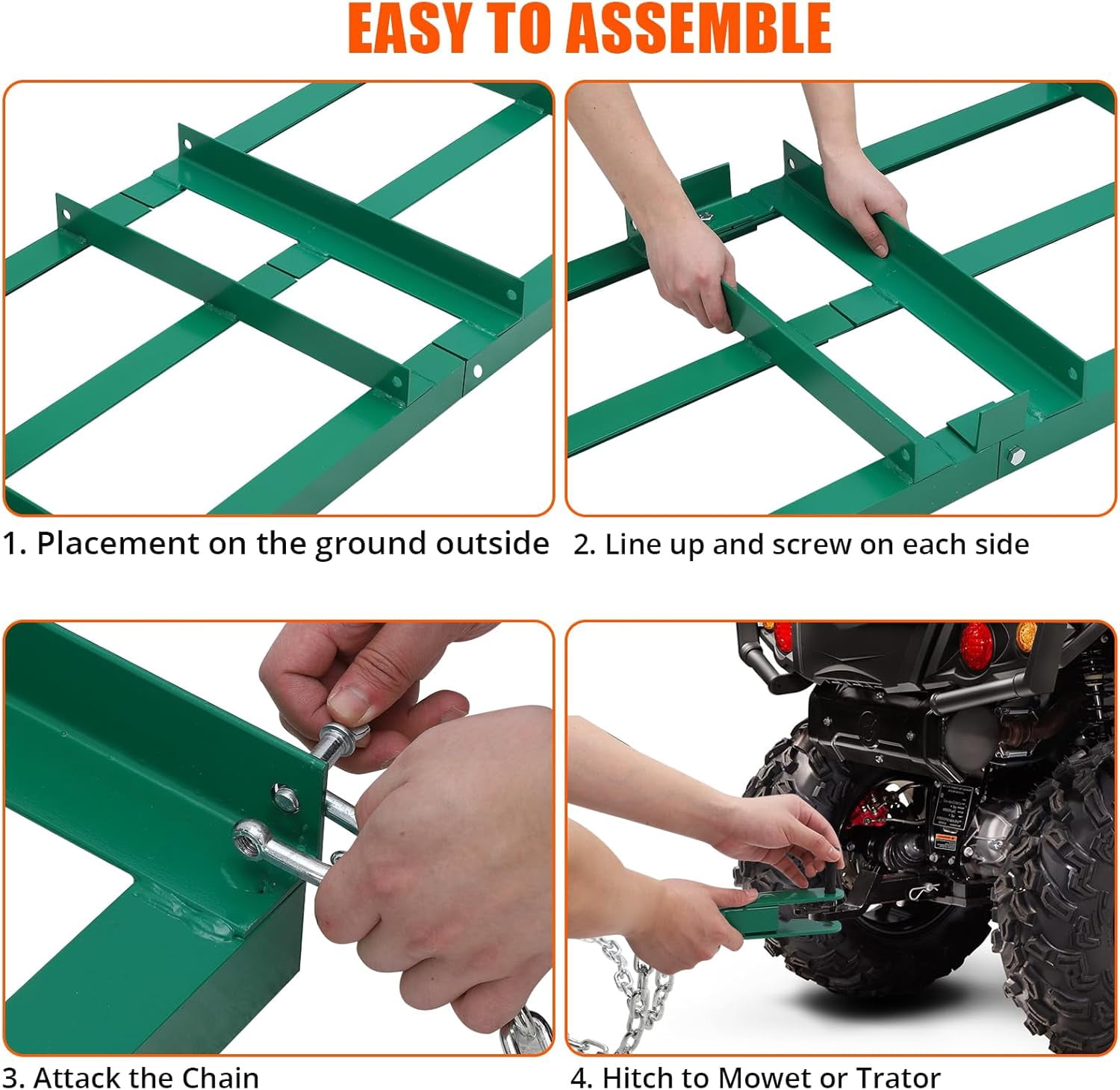 QinaQin 72 inch Heavy Duty Towed Gravel Leveler,Drag Harrow Driveway ...