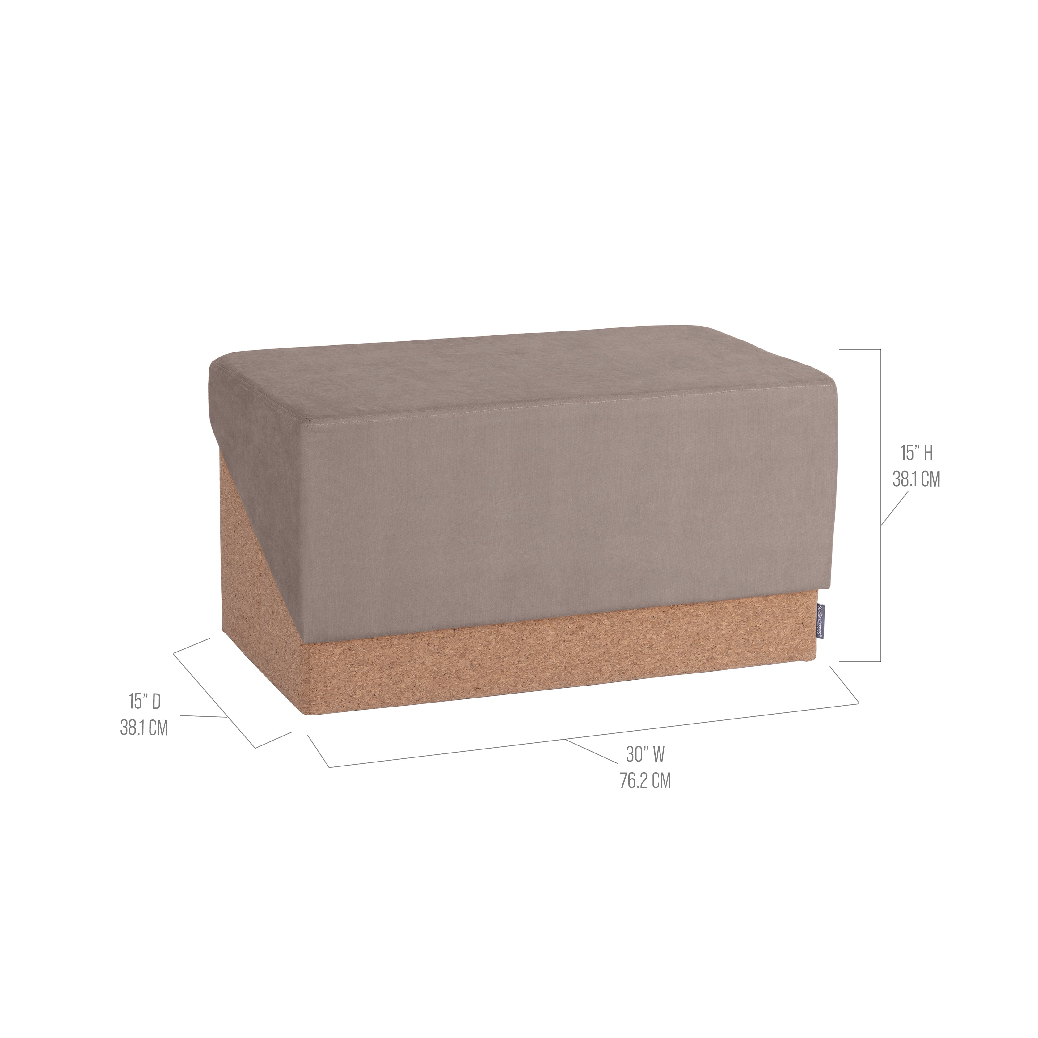 Seville Classics The Vineyard Collection Cork Storage Ottoman Cushioned Fabric, Padded Seat for Bedroom, Dorm, Loft, Living Room, Entryway, Hallway, Taupe, 30" Bench