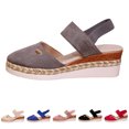 thumbnail image 6 of EliteGoogv Womens Wedge Sandals Closed Toe Platform Sandals Flock Upper Woven Bottom On Sandals For Women Large Size Summer Beach Shoes Grey US :8, 6 of 9