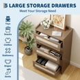 thumbnail image 3 of Boho Rattan Dresser 5 Drawers,46 Inch Tall Chest of Drawers for Bedroom Nursery Living Room, Modern Dresser Storage Cabinet for Nursery Living Room, Bedroom and Entryway Dark Oak, 3 of 8