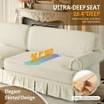 thumbnail image 5 of 2 Piece Mid-Century Modern Sectional Sofa with Ruffled Skirt, Chenille Living Room Furniture Sets, 74'' Love Seat, 93.7'' 4-Seater Deep Comfy Couch, Home Sofas for Living Room, Office, Beige, 5 of 8