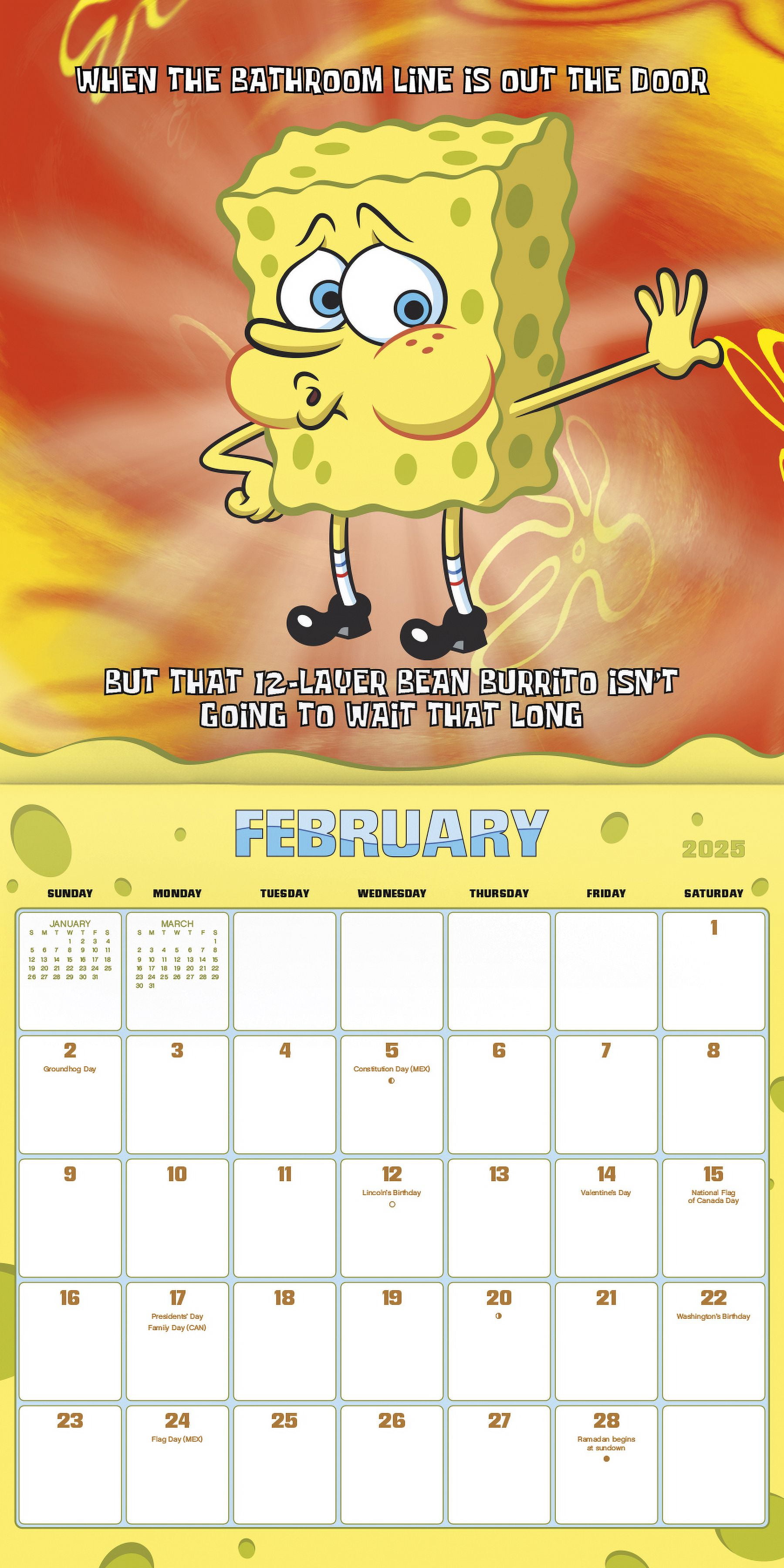 trends-international-2025-nickelodeon-spongebob-squarepants-wall-calendar-walmart-com