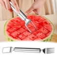thumbnail image 7 of Japceit 2-in-1 Watermelon Cutter, Stainless Steel Fruit Slicer Tool, Portable Windmill Style Melon Divider, Quick Cutting Fork for Home Kitchen, Party, Picnic, 7 of 7