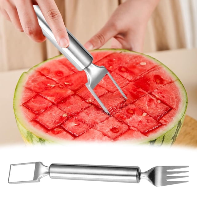 RKSTN A Fork -In-1 Stainless Steel Fruit Cutter Head Watermelon Cutter Slicers Tool Portable Watermelon Windmill Cutter Fork Slicers Quickly Fruit Forks for Home Kitchen Gadgets