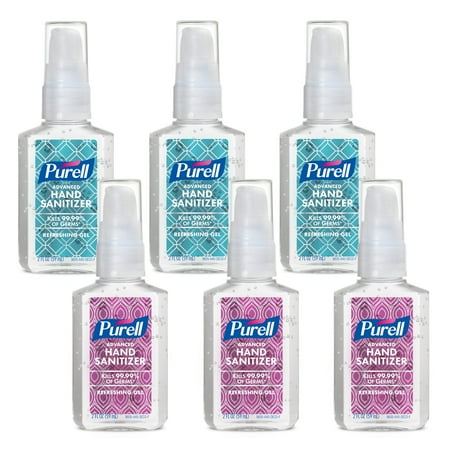 Sanitizer Clean Scent (Pack of 6) PURELL Advanced Hand Sanitizer Refreshing Gel Metallic Design Series, Clean Scent, 2 Oz Pump ()