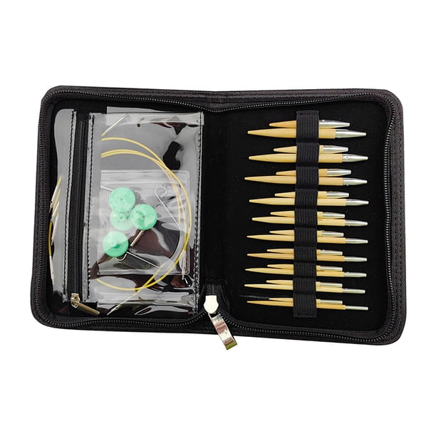Dekaim Aiguilles à tricoter circulaires interchangeables de 3 à 10 mm avec sac de rangement, aiguilles de lissage interchangeables pour projets d'artisanat Dekaim Aiguilles à tricoter circulaires interchangeables de 3 à 10 mm avec sac de rangement, aiguilles de lissage interchangeables pour projets d'artisanat