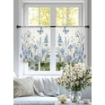 thumbnail image 3 of Blue Spring Floral Sheer Curtains 45 Inch Length 2 Panels Set, Pastoral Summer Botanical Voile Window Treatment Rod Pocket Small Kitchen Curtains Drapes for Bedroom 52"x45"x2, 3 of 7