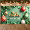 thumbnail image 5 of Colorful Ornaments Christmas Banner Golden Stars New Year Display Green Ribbons Festive Holiday Backdrop for Christmas Party New Year Eve Indoor Celebration, 5 of 9