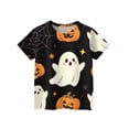 thumbnail image 2 of Boys Girls Halloween Short Sleeve Shirts Funny Ghost Pumpkin T-Shirt Cute Halloween Top 2-14 Years, 2 of 6