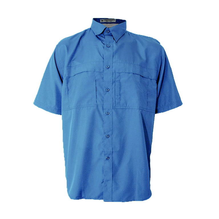Tiger Hill Men's Pescador Polyester Fishing Shirt Short Sleeves-Ice Blue XL