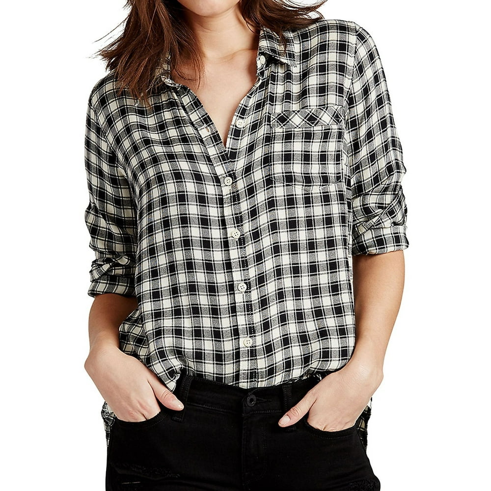 Lucky Brand Lucky Brand NEW Black Womens Size Small S Plaid Button