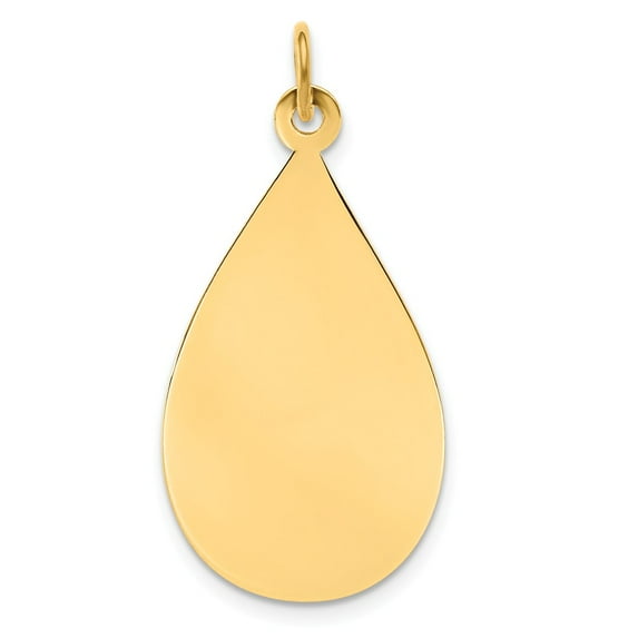FB Jewels 14K Yellow Gold Plain .013 Gauge Engravable Raindrop Disc Charm