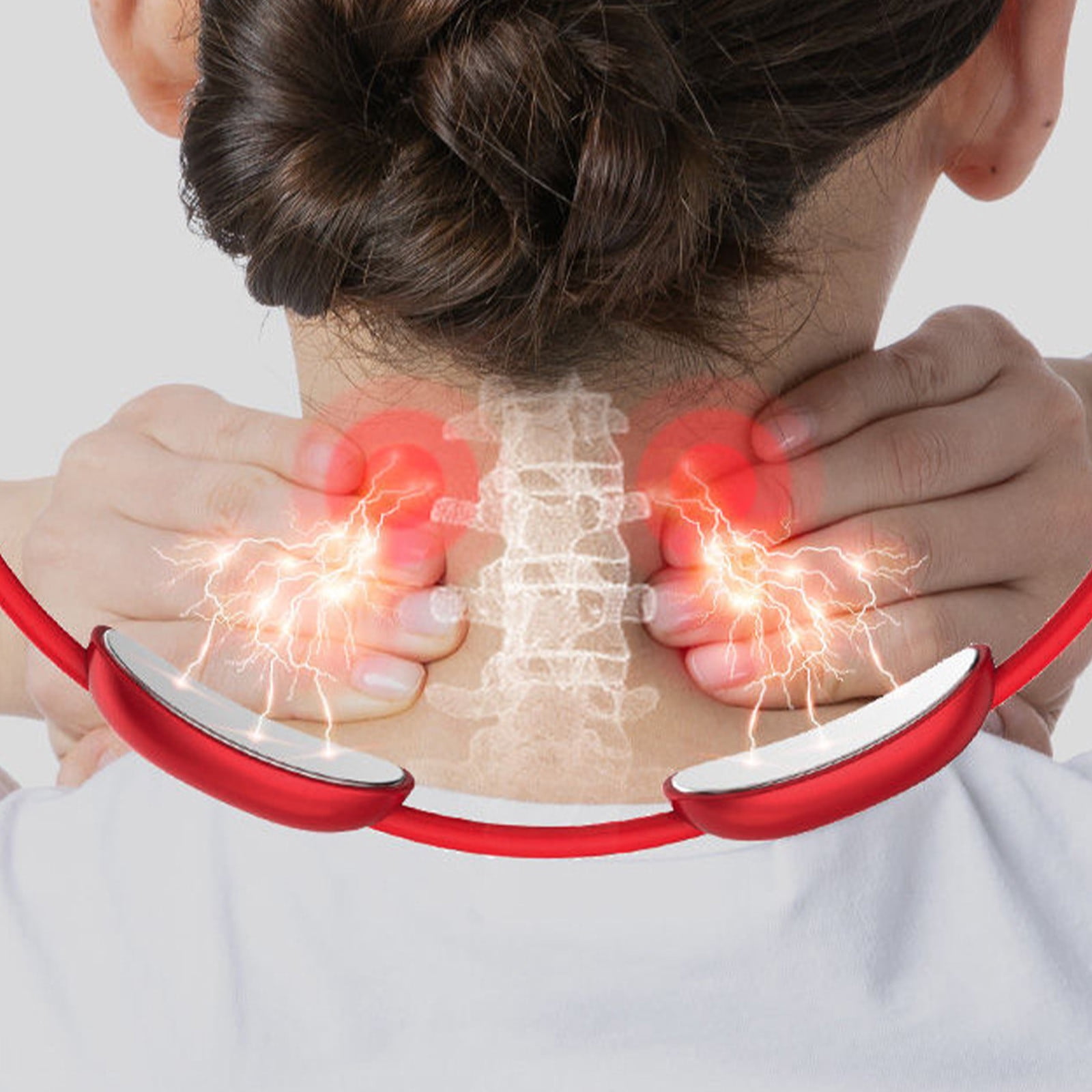 Xheghe Portable Cervical Neck Massager with Adjustable Heat & Modes - Ergonomic Shiatsu Relief for Home/Office, Ideal Gift for Moms and Professionals