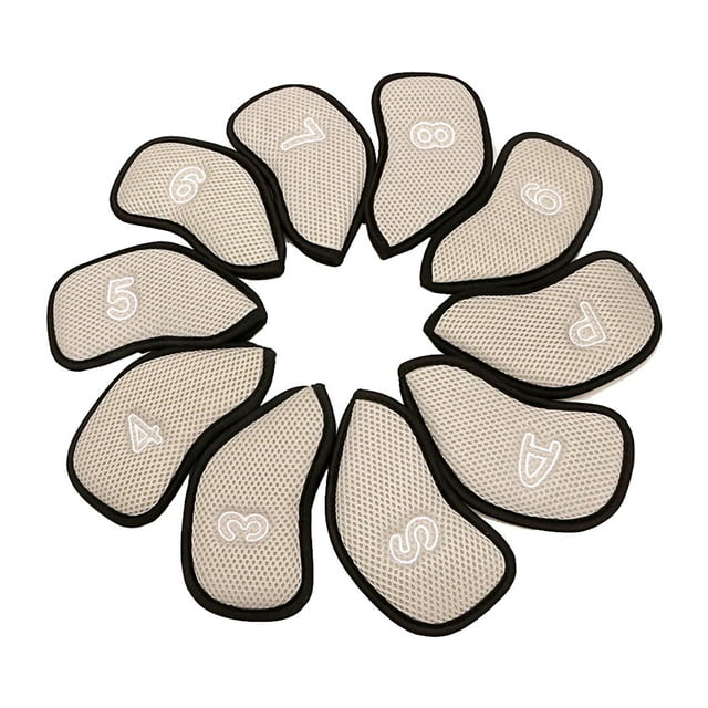 jinwen 10Pcs/Pack Meshy Golf Iron Covers Set Golf Club Head Cover Golf Iron Head Covers Set Protective Fit Most Irons Soft Waterproof