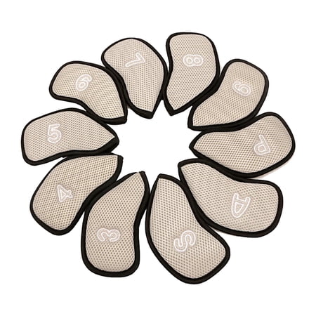 10Pcs/Pack Meshy Golf Iron Covers set includes 10pcs: 3    7 8 9.P S A It only -sided number worked for right hand -
