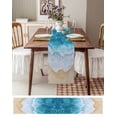 thumbnail image 3 of Ldtrchee Aqua Beach Coastal Table Runner 60 Inches, Nautical Summer Seaside Ocean Bed Runner Dresser Scarves Tabletop for Indoor Outdoor Parties/Ceremony/Banquet, 13" x 60", 3 of 8