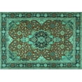 thumbnail image 1 of Ahgly Company Machine Washable Indoor Rectangle Persian Turquoise Blue Traditional Area Rugs, 2' x 4', 1 of 4