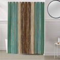 thumbnail image 5 of Fabric Shower Curtain, Green and Brown Striped Geometric Retro Wood Grain Bathroom Curtain with 12 Hooks Waterproof No Bad Odor Machine Washable Bath Curtains for Bathroom, Spa Room, 72"x78", 5 of 6