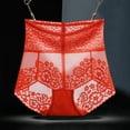 thumbnail image 3 of dazeni Seamless High Waisted Thong Panty with Lace Jacquard for Women Tummy Control Underwear See Through Panties L-2XL, 3 of 4
