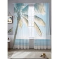 thumbnail image 3 of Blue Coastal Semi Sheer Curtains 108 Inch Length 2 Panels Set, Summer Palm Trees Vacation Watercolor Sheer Kitchen Curtain Privacy Voile Window Curtain for Living Room Bedroom Rod Pocket Drapes, 3 of 7