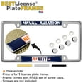 thumbnail image 2 of BestLicensePlateFrames US Navy Fly Navy Thin Top 4-Hole Metal License Plate Frame with Caps, Chrome, 2 of 8