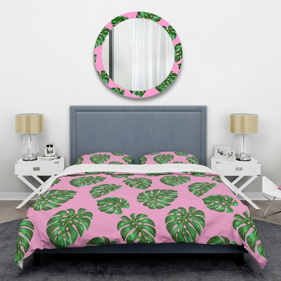 Designart 'Tropical Palm Leaves III' Mid-Century Modern Duvet Cover Set