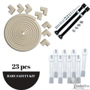 Ultimate Premium Baby Safety Kit. Includes 20.4ft Edge And Corner Guard Protectors 8 pcs Cabinet Locks & 2 Anti-Tip Tv Straps 10 Electric plugs by Linden Tree Baby. EXTRA VALUE BUNDLE. WHITE Color.