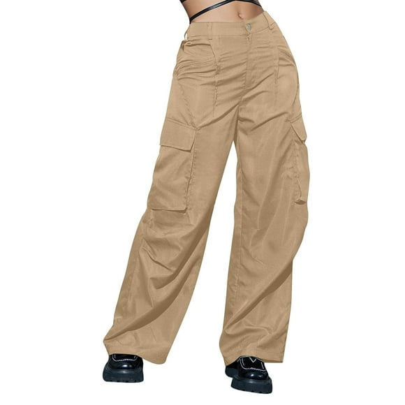 Ketyyh-chn99 Womens Pants Casual Work Sweat Pants Women Summer High Waisted Palazzo Pants Long Lounge Pant Trousers Khaki,L