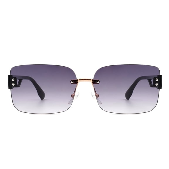 Elegant Square Sunglasses, Gold Frame with Purple Gradient Lenses