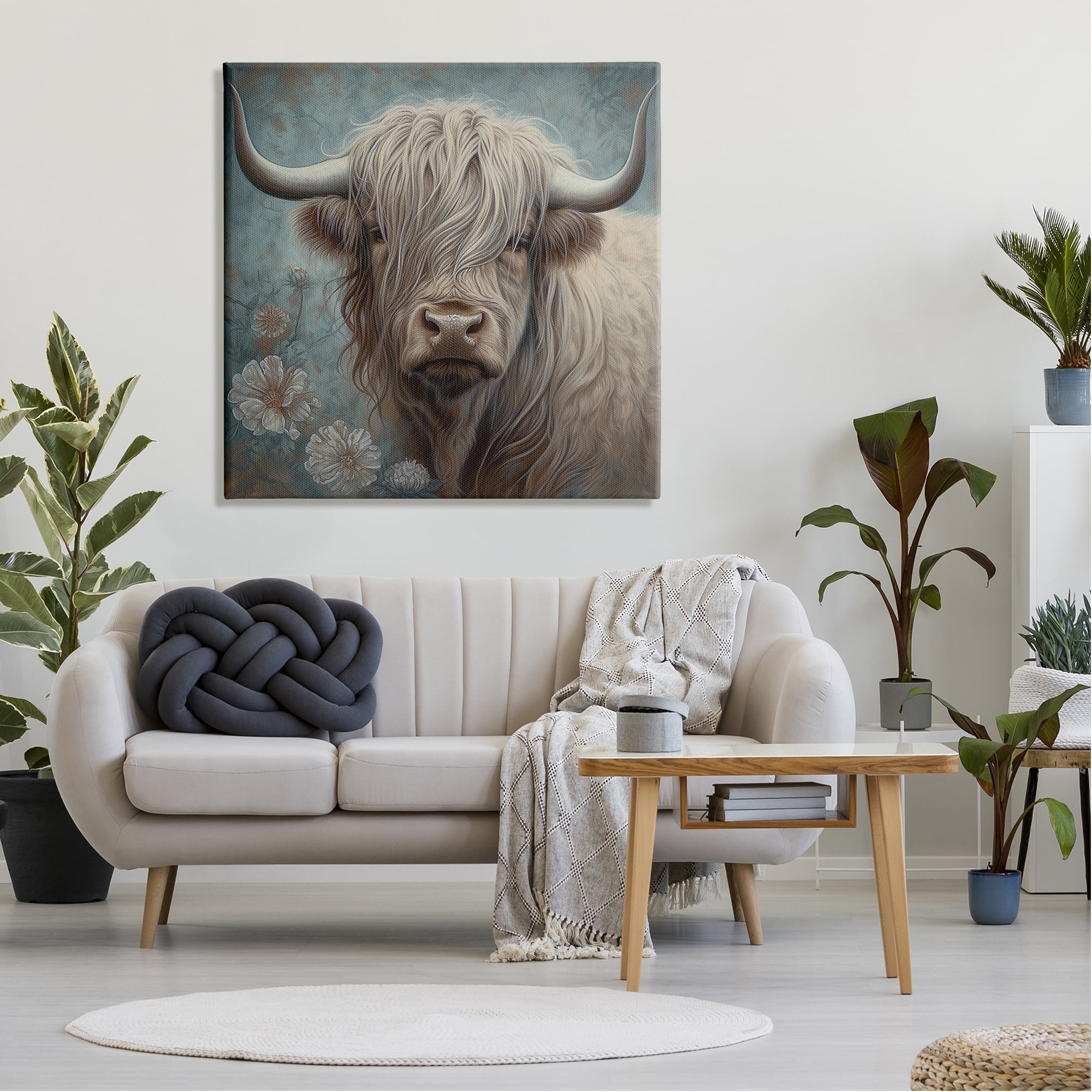 Stupell Industries Mystic Highland Cattle Animals & Insects Painting Gallery Wrapped Canvas Art Print Wall Art, 36 x 36