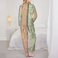thumbnail image 5 of Kll Hardwood Print Women'S Long Sleeve Pajamas With Pants Sleepwear Loungewear 2 Set-Medium, 5 of 9