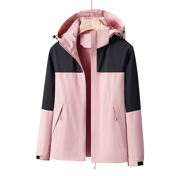 Chaquetas y abrigos casuales con capucha de manga larga Chaqueta de mujer Abrigo cálido Impermeables Cortavientos Chaqueta de lluvia con capucha Chaqueta impermeable con capucha para exteriores a prue