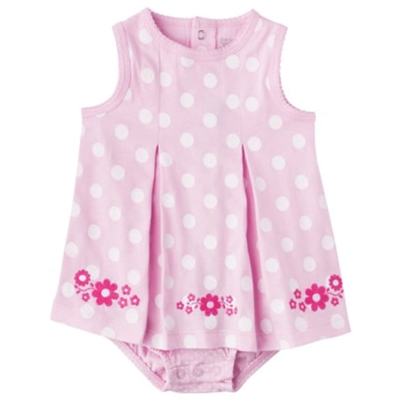 Just One You Made By Carter's Infant Girls Polka Dot Flowered Sunsuit Pink (Newborn)