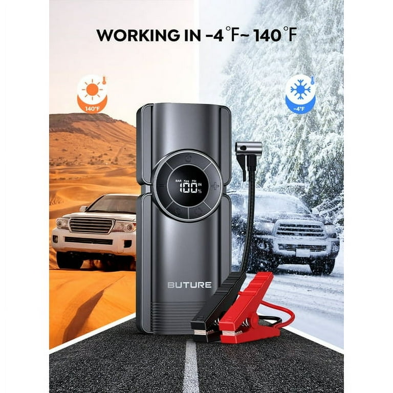 Buture Car Battery Jump Starter Portable Powerbank 2500A 23800mAh Car  Booster UP All Gas or 8.0L Diesel battery starting device