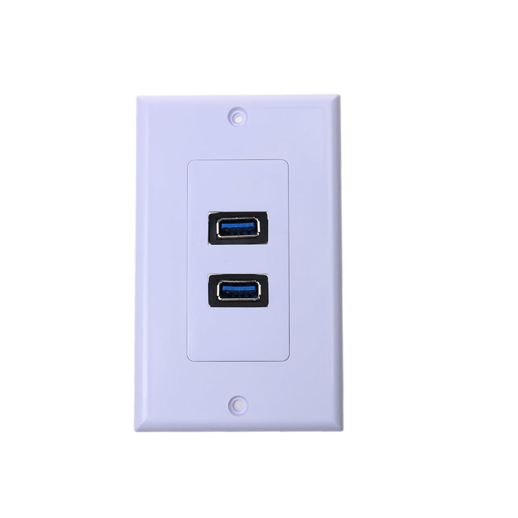 1x Premium 1-Port USB 2.0 Wall Socket Charger PVC Outlet Power Face Plate Panel 
