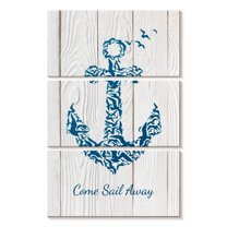 Elephant Stock Anchor Quote Wall Art - Vertical Multi Panel Canvas - Living Room Wall Decor - Nautical Multi Panel - Beige And Blue Decor - 14" x 23"