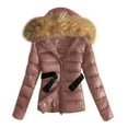 thumbnail image 2 of Maqroz Womens Winter Coats Padded Puffer Jacket with Removable Faux Fur Hood Fleece Lining Thick Warm Quilted Jacket Full Zip Up Long Sleeve Cold Weather Jackets Outerwear with Pockets, Pink XL, 2 of 8