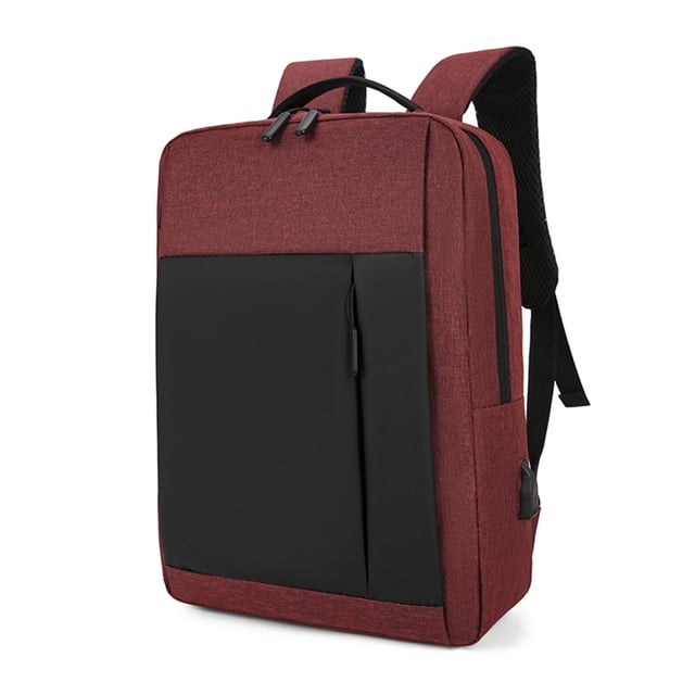 Graflsoa Stylish 15.6-Inch Waterproof Laptop Backpack with USB Charging Port, Multi-Pocket Design, and Ergonomic Shoulder Straps - Red