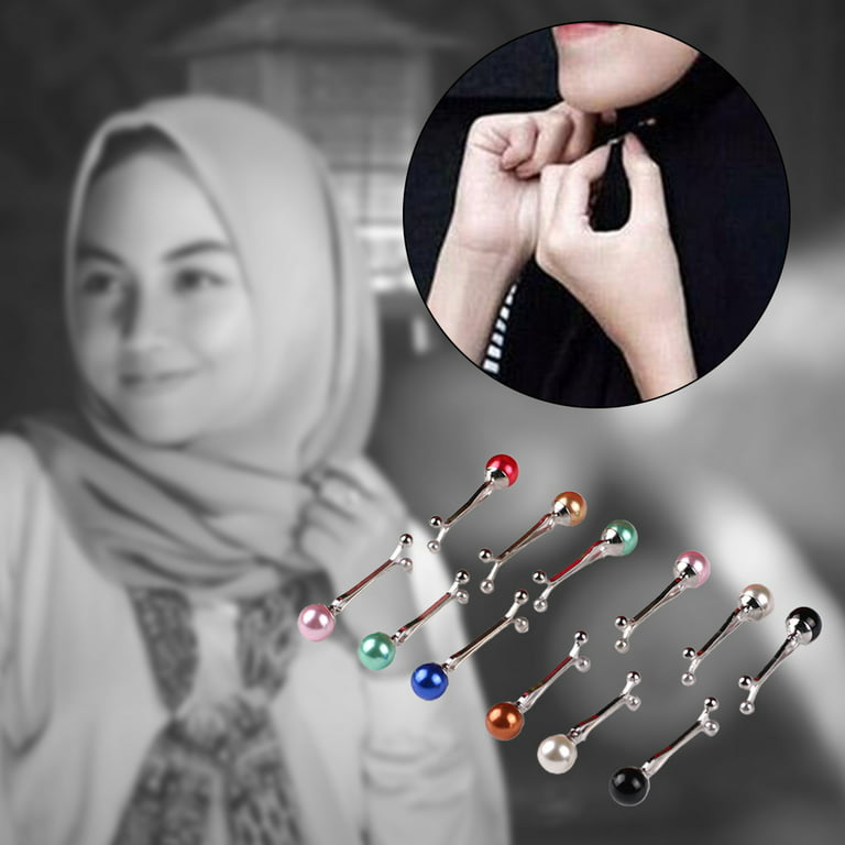 12Pcs Hijab Pins for Women, Muslim Pearl Scarf Clips, Crystal Rhinestone  Brooch Pins, Pearl Pins Multicolor Headscarf Pearl Pins, Brooch Pin Clips  for