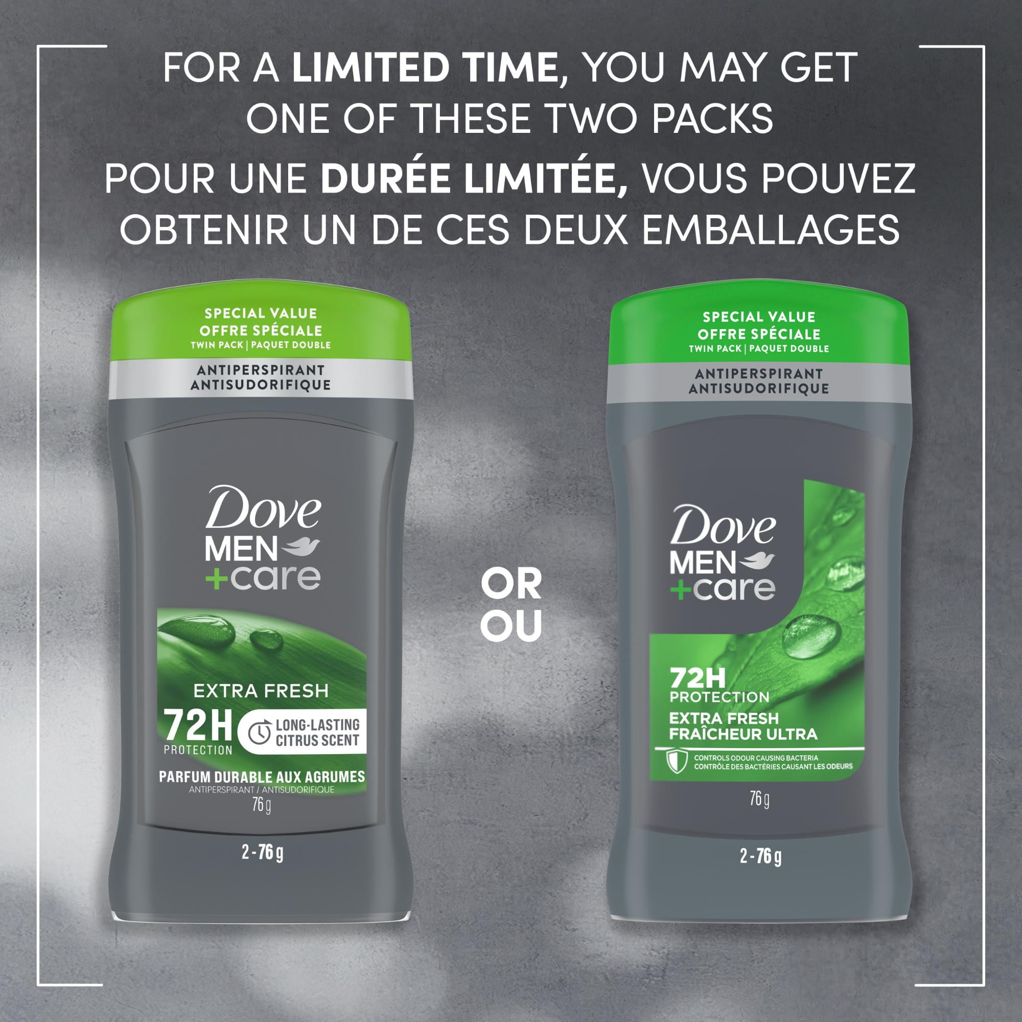 Dove Men Care with Vitamin E and 1/4 Moisturizers Non-Irritant 72H Antiperspirant, 2 x 76 g Antiperspirant