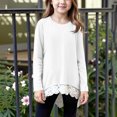 thumbnail image 2 of zbxnLI Girls Long Sleeve Blouses Lace Hem Casual Crew Neck Loose T-Shirt Fall Winter Shirt for Girls, 2 of 7