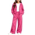 thumbnail image 6 of Bloomae Girls Hoodie Sweatsuit 2 Piece Full Zip Up Long Sleeve Hooded Sweatshirts and Elastic High Waist Wide Leg Jogger Sweatpants Trendy Cozy Athletic Tracksuit Sets, 6 of 8