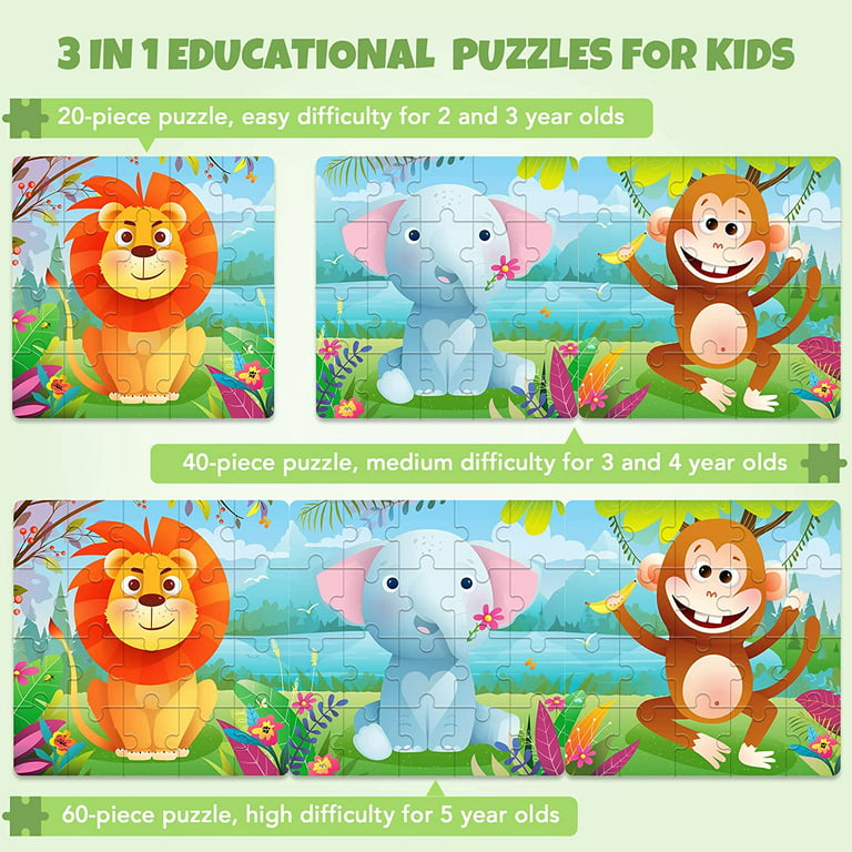 SYNARRY Magnetic Puzzles for Kids Ages 3-5, 20 Pieces Toddler Puzzles, Jigsaw Puzzles for Toddler, Preschool Magnetic Animals Puzzles, Floor Puzzles