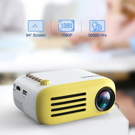 Excelvan Mini Projector, 1080P Full HD LED Movie Projector, Home Theater Video Projector Compatible With USB SD VGA AV TV For Living Room And Bedroom For Kids Children (Best Theater Room Projector)